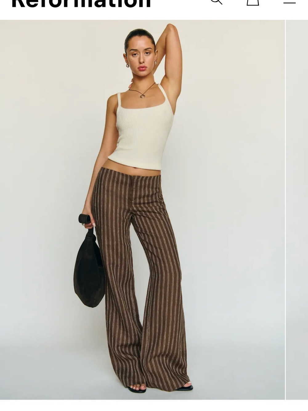 Reformation Vida Linen Low Rise Pant